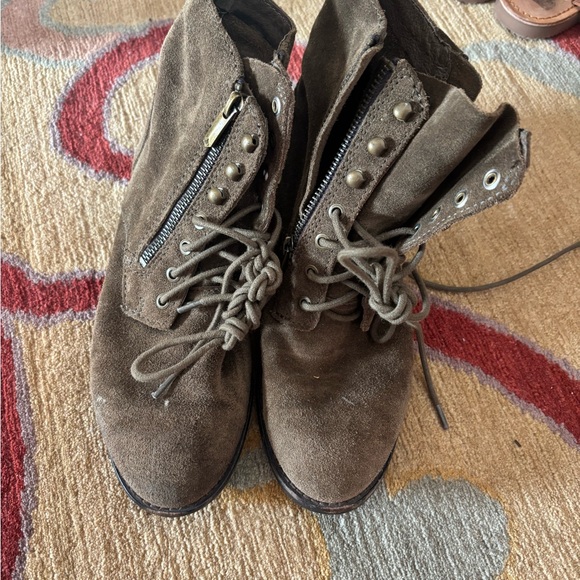 Brown Suede Lace-Up Boots - Picture 1 of 3